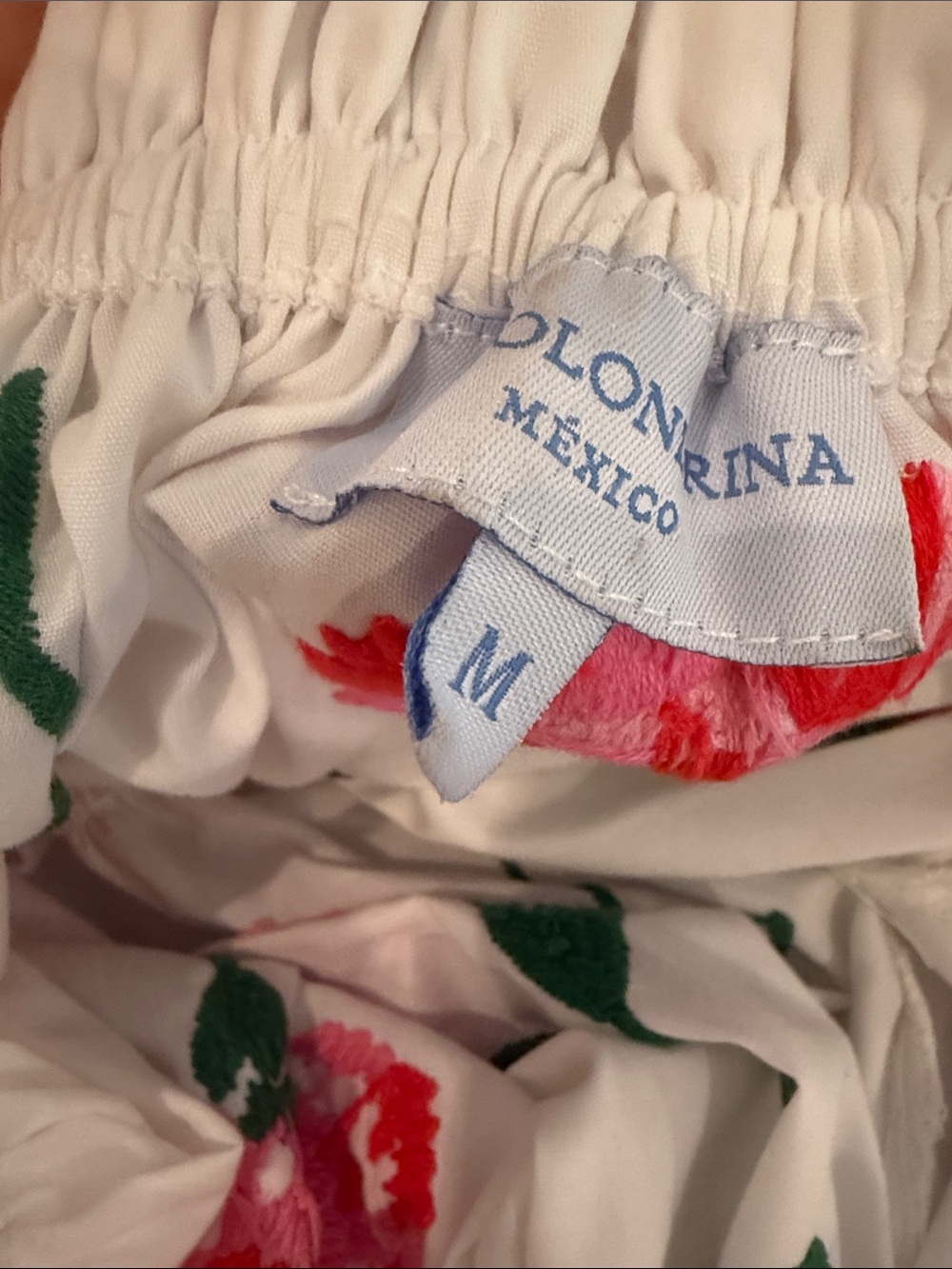 Mi Golondrina White Maxi Dress with Pink Floral Embroidery - Picture 7 of 8